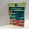Fire action sign