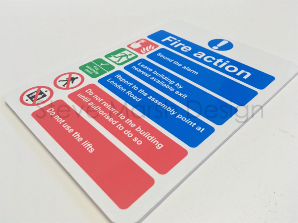 Fire action sign