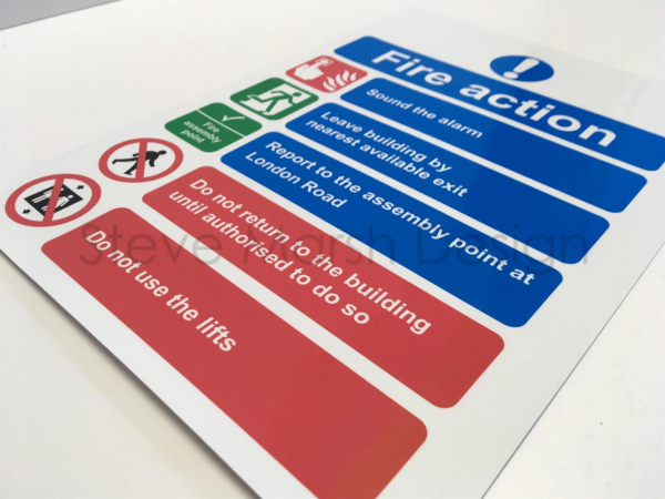 Fire action sign