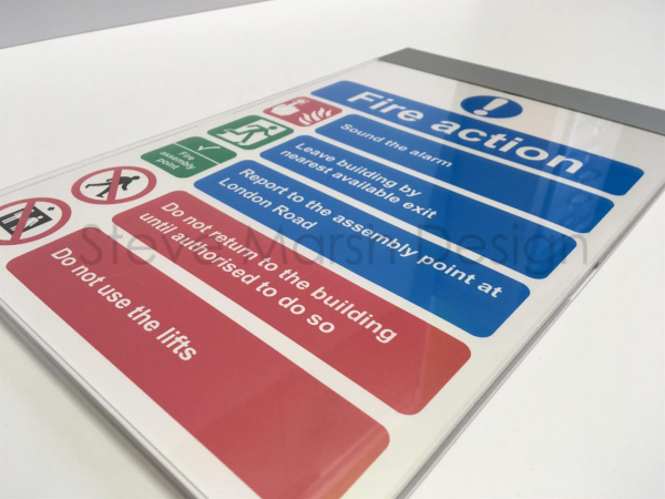 Fire action sign