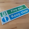Fire Exit and Keep Clear Brushed Silver Self Adhesive Vinyl