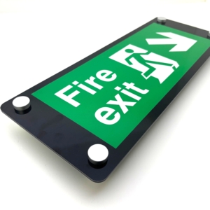 Gloss Black Aluminium Composite Fire Exit Signs